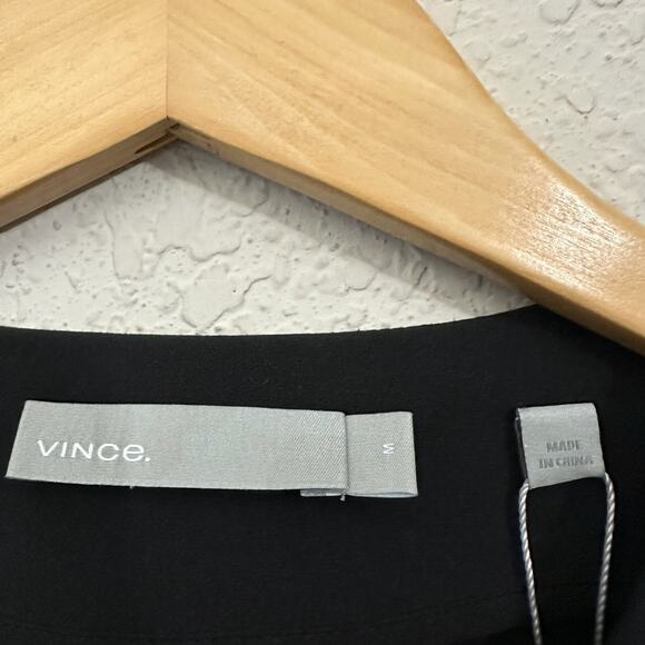 VINCE Front Zip Mini Dress Black Stretch Shift Minimalist Gothic NWT - Picture 9 of 14